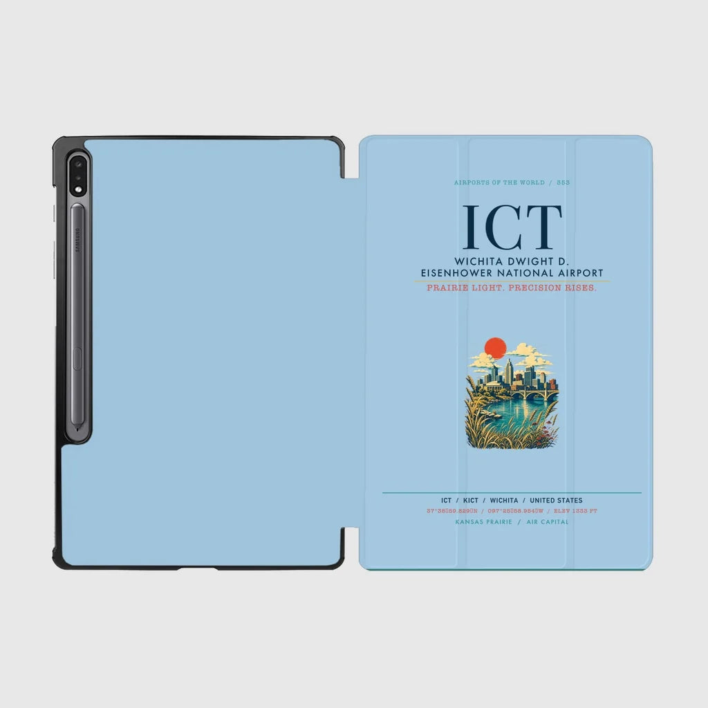 Wichita Dwight D. Eisenhower National Airport (ICT) design on light blue samsung tablet tablet case