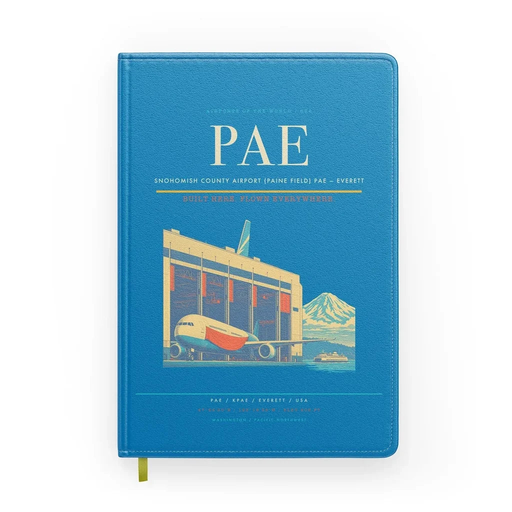 Snohomish County Airport (Paine Field) (PAE) design on turquoise notebook