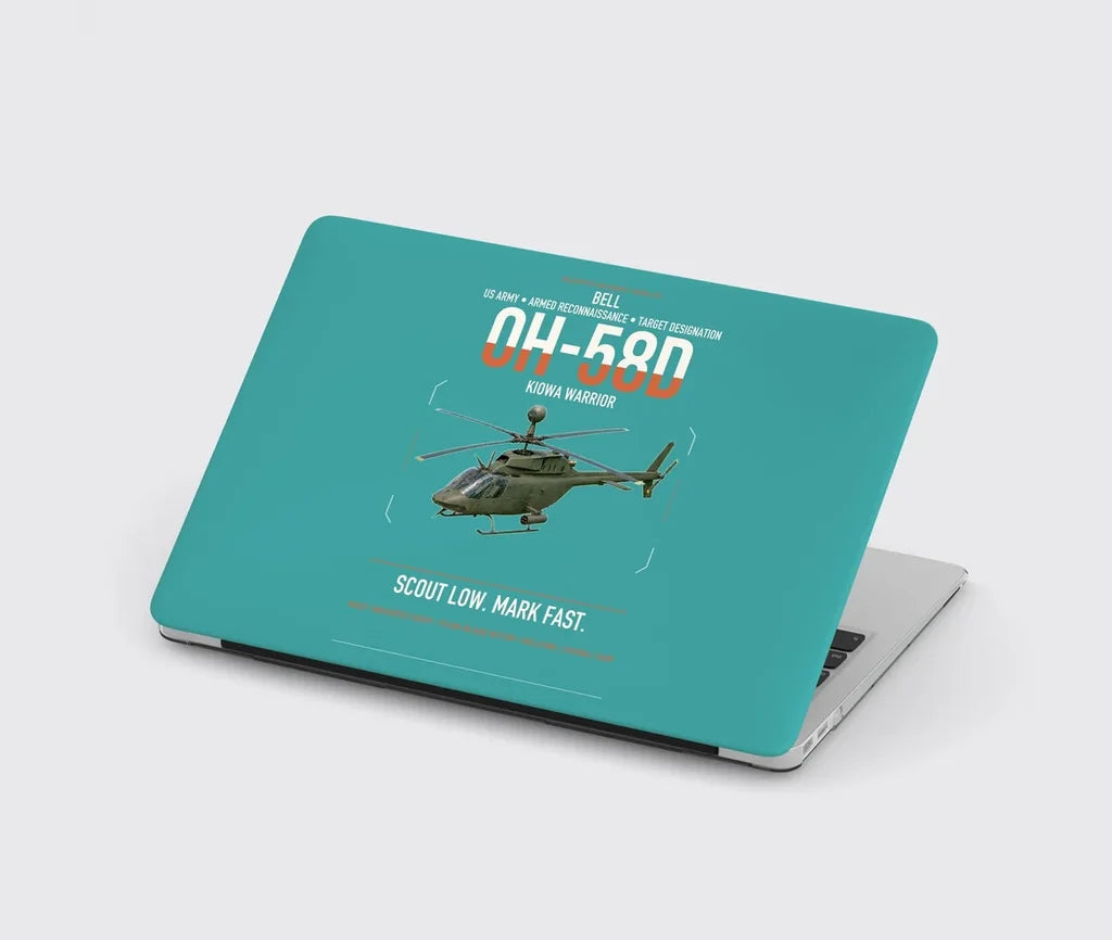 Bell OH-58D Kiowa Warrior design on turquoise MacBook case