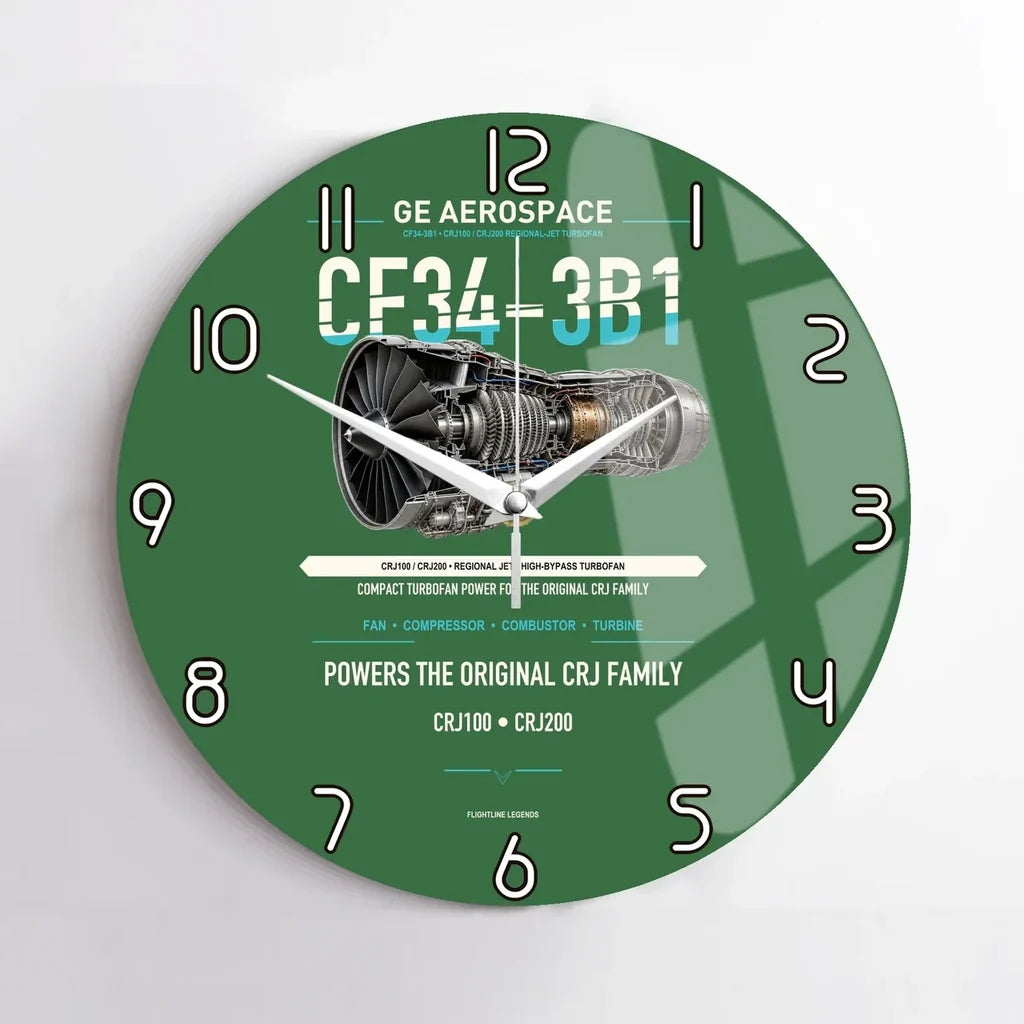 CF34-3B1 design on green no frame wall clock
