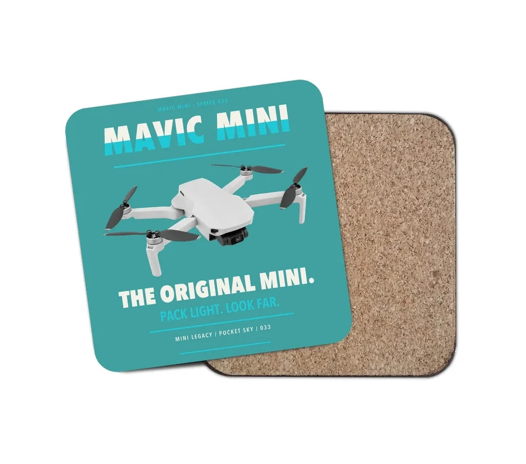 DJI Mavic Mini design on turquoise 1 piece coaster