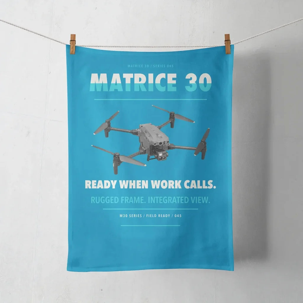 DJI Matrice 30 design on turquoise towel