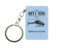 Thumbnail for Bell 505 design on light blue designed key chain, double-side print