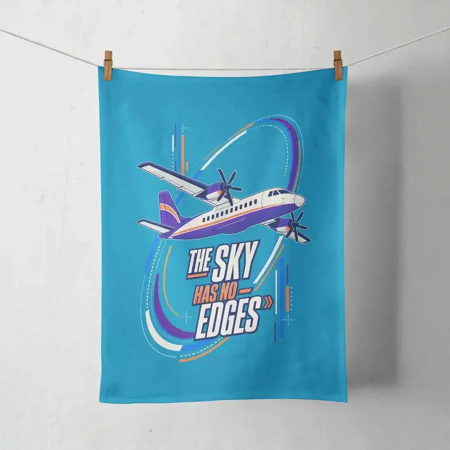 The Sky Has No Edges design on turquoise towel
