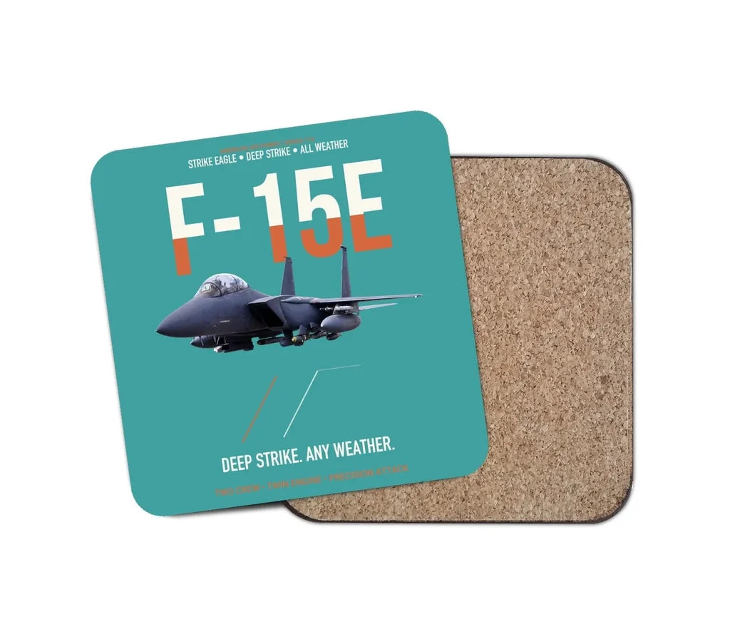 F-15E Strike Eagle Deep Strike Any Weather design on turquoise 1 piece coaster