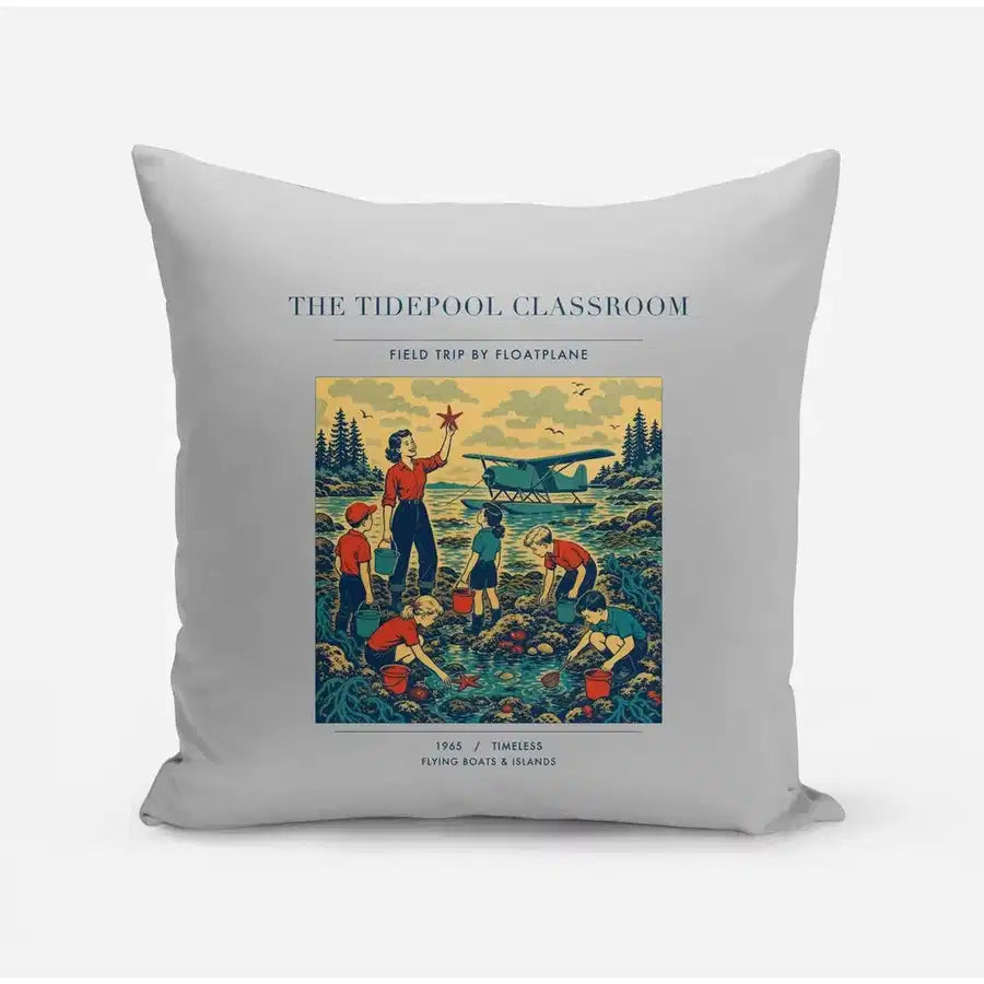 VINTAGE G4366 - The Tidepool Classroom - Designed Pillows design on lightgray
