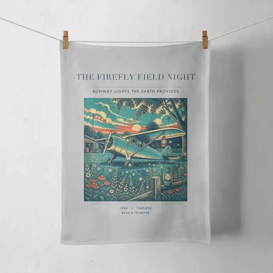 VINTAGE G4400 - The Firefly Field Night - Designed Towels design on lightgray