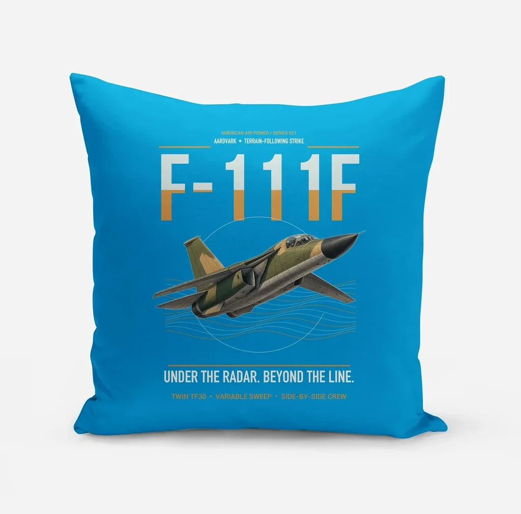 F-111F Aardvark design on turquoise pillow