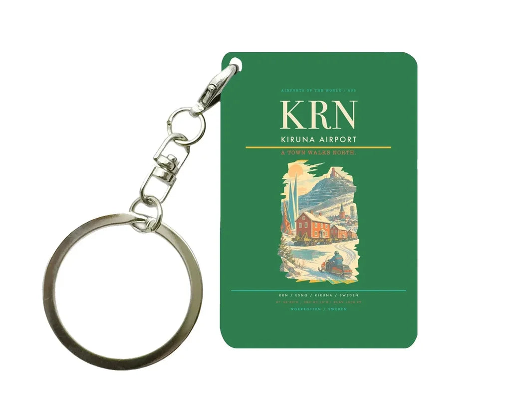 Kiruna Airport (KRN) design on green key chain
