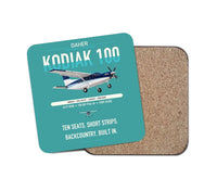 Thumbnail for Daher Kodiak 100 Series III design on turquoise 1 piece coaster