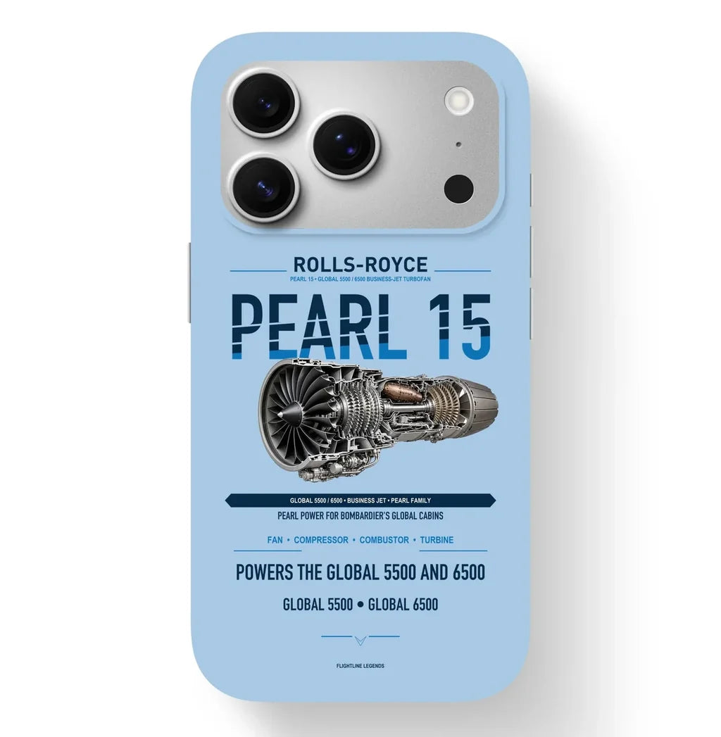 PEARL 15 Case design on light blue iphone case