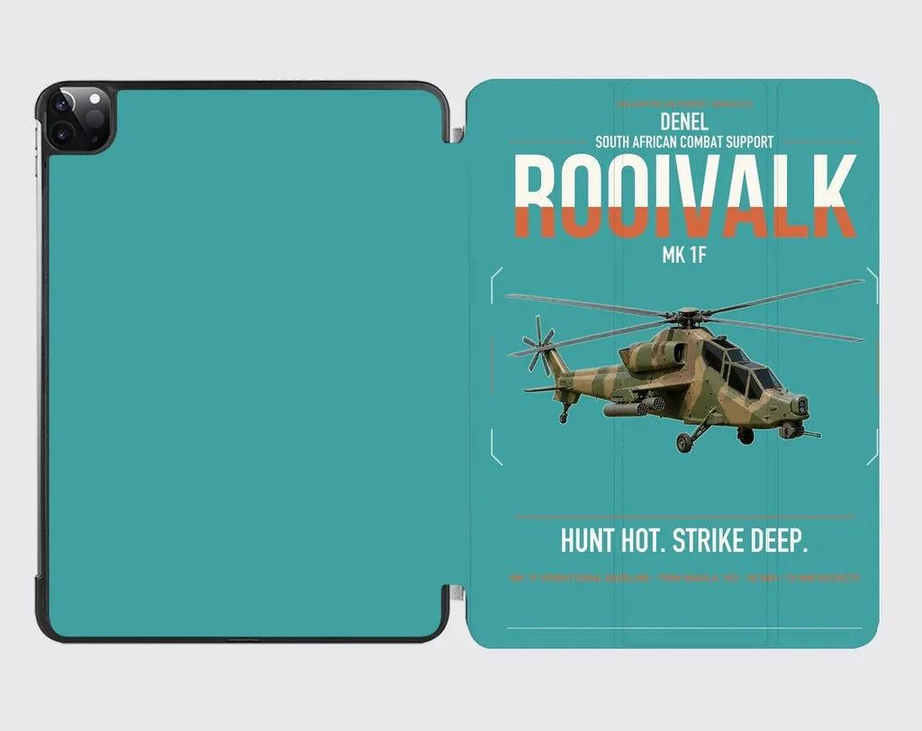 Denel Rooivalk Mk 1F design on turquoise ipad tablet case