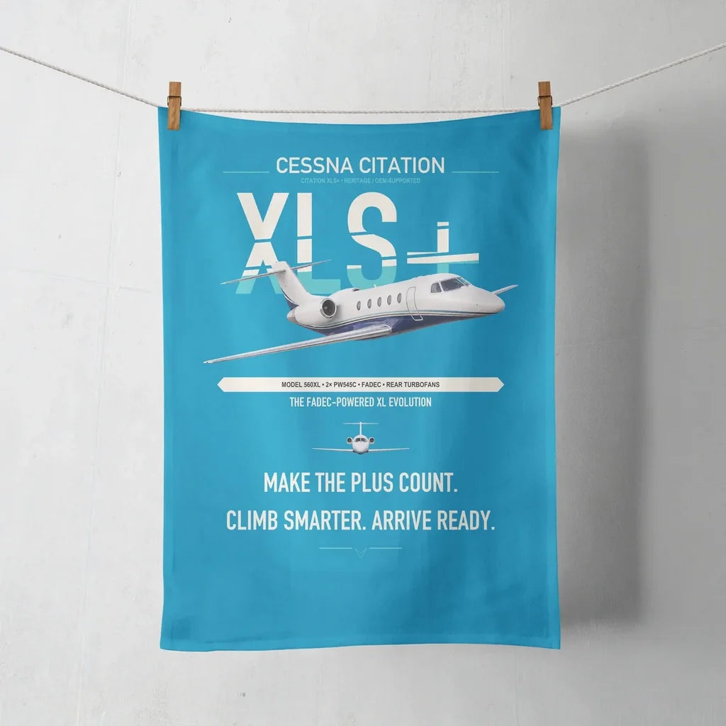 Cessna Citation XLSPlus design on turquoise towel
