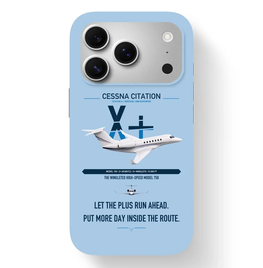 Cessna Citation X+ design on light blue magsafe iphone case, for iPhone 17 Pro