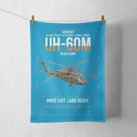 Thumbnail for Sikorsky UH-60M Black Hawk design on turquoise towel