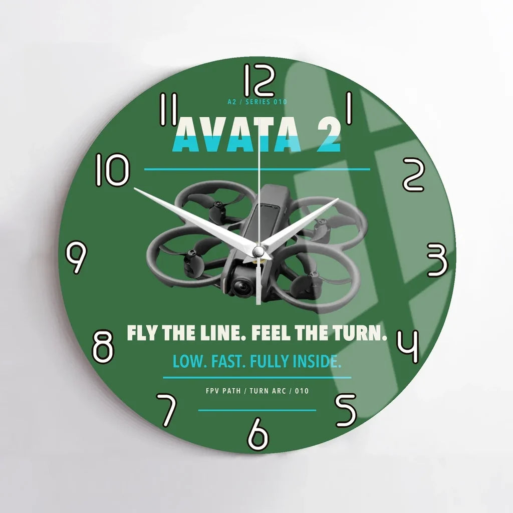 DJI Avata 2 design on green no frame wall clock