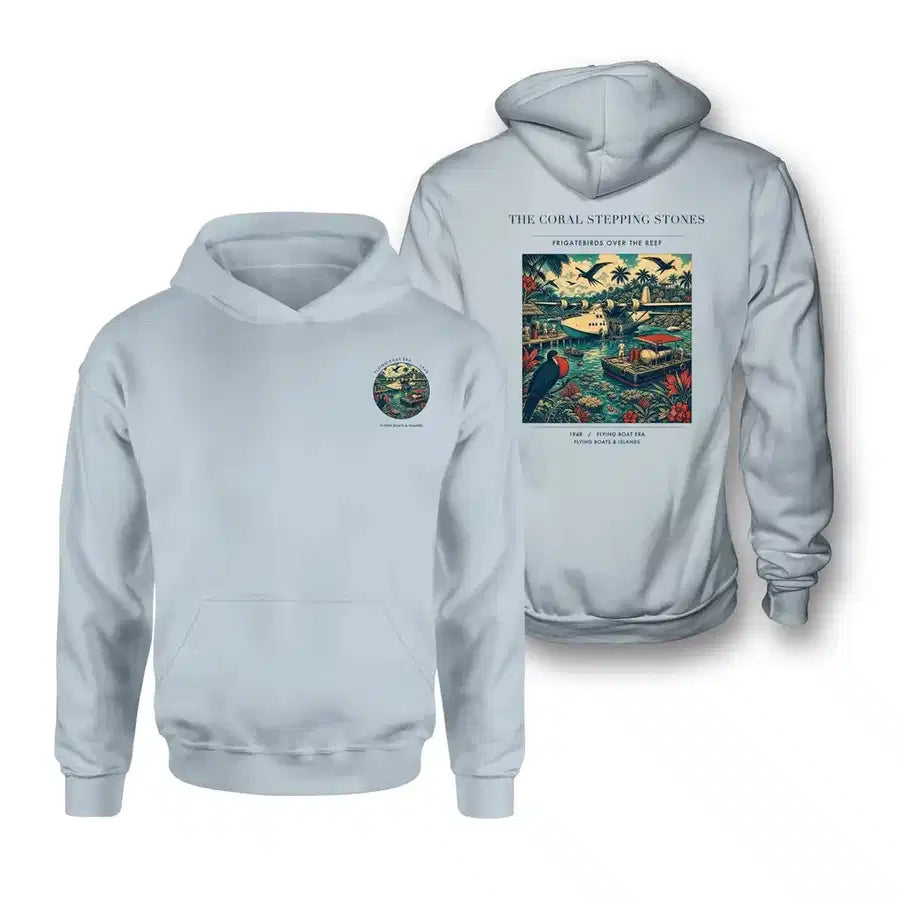 VINTAGE G4060 - The Coral Stepping Stones - Double-Side Hoodie design on lightblue double side
