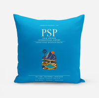 Thumbnail for Palm Springs International Airport (PSP) design on turquoise pillow