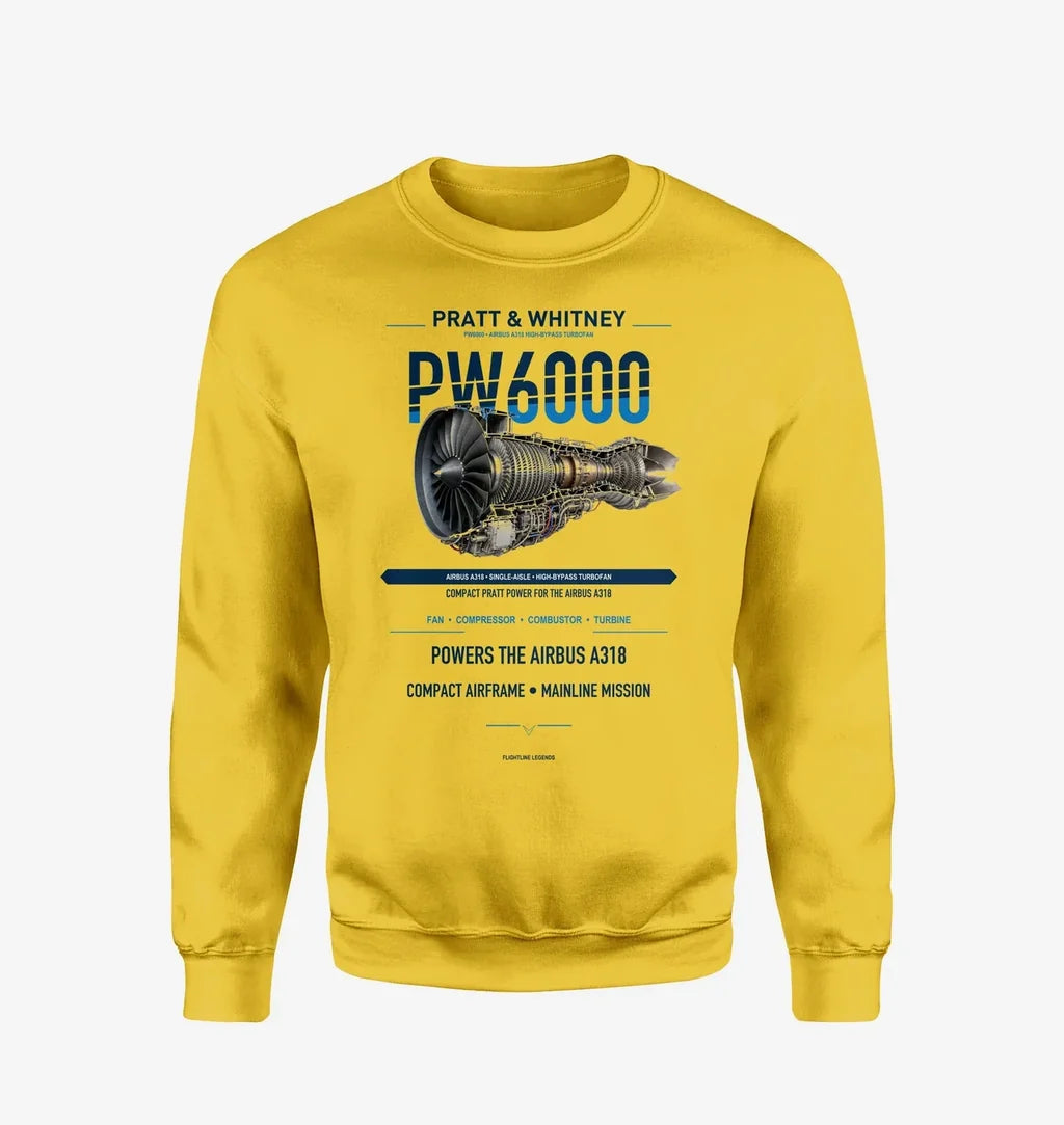 PW6000 design on yellow sweatshirt