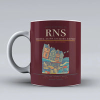 Thumbnail for Rennes–Saint-Jacques Airport (RNS) airport code design on dark red ceramic mug