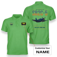 Thumbnail for SB2C-5 Helldiver design on light green+name double-side polo t-shirt, double-side print