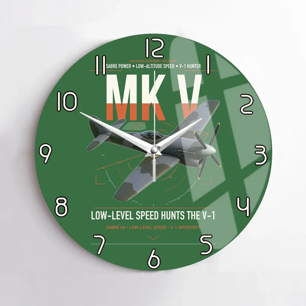 Hawker Tempest Mk V design on green no frame wall clock