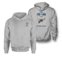 Thumbnail for Leonardo CH-149 Cormorant design on light gray double-side hoodie, double-side print
