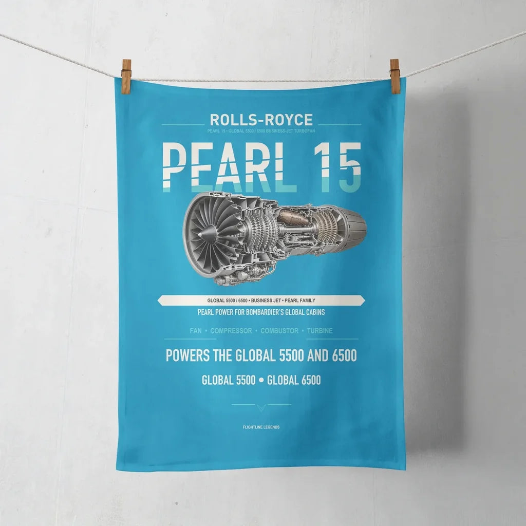 PEARL 15 design on turquoise towel