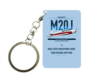 Thumbnail for Mooney M20J 201 design on light blue designed key chain, double-side print