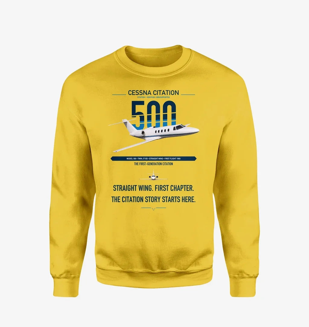 Cessna Citation 500 - Citation I design on yellow sweatshirt