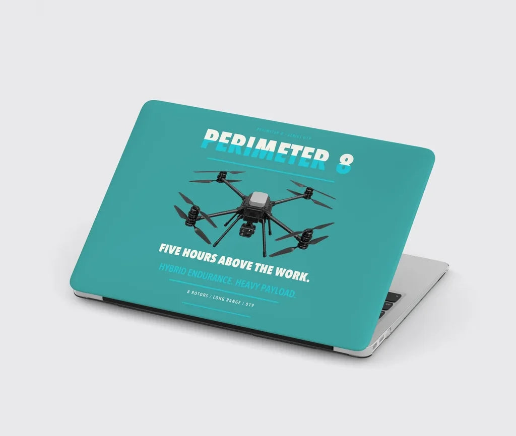 Skyfront Perimeter 8 design on turquoise MacBook case