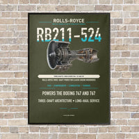 Thumbnail for RB211-524 vertical canvas print - framed - green army background