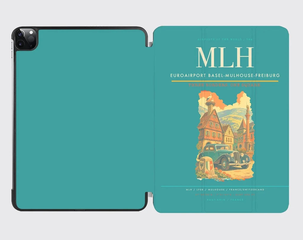 EuroAirport Basel-Mulhouse-Freiburg (MLH) design on turquoise ipad tablet case