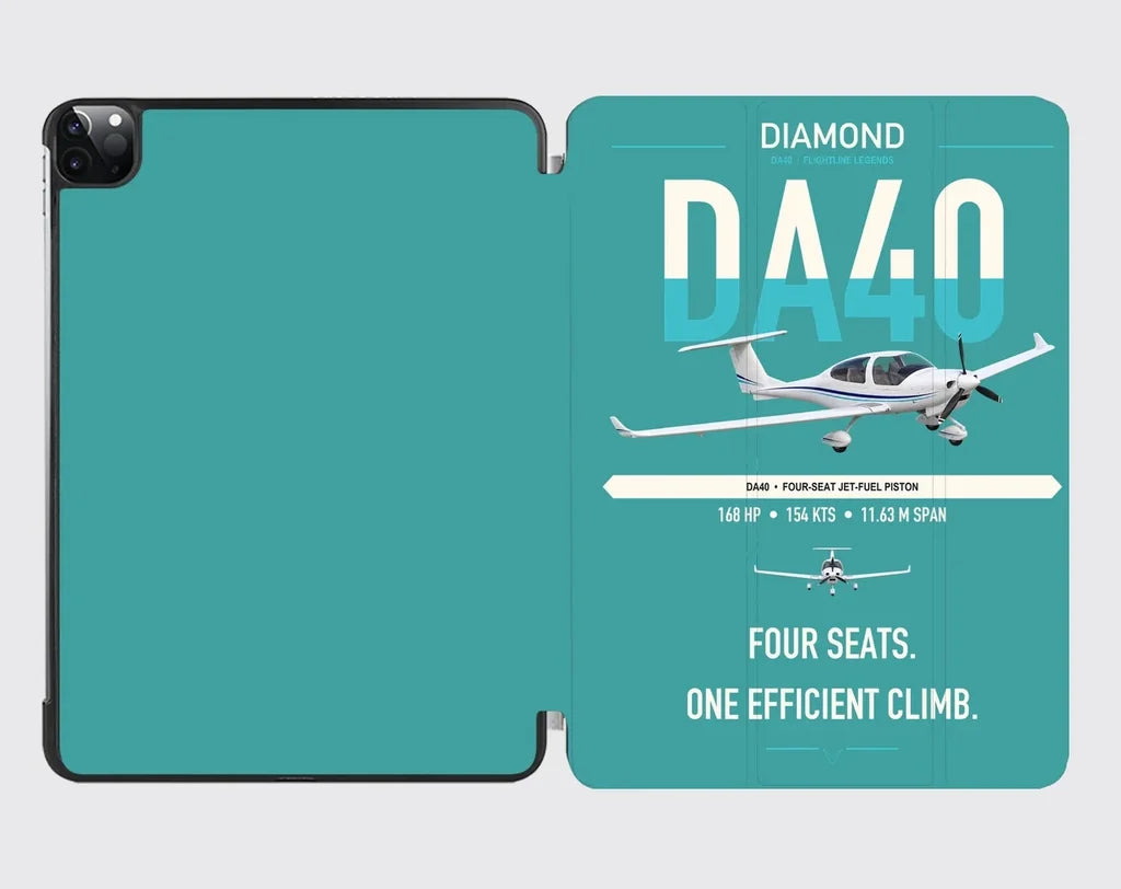Diamond DA40 design on turquoise ipad tablet case