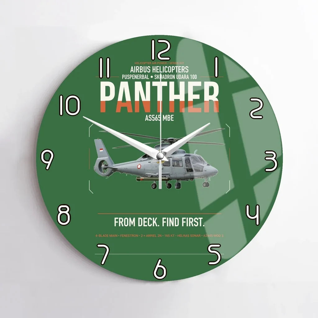 Airbus Helicopters AS565 MBe Panther design on green no frame wall clock