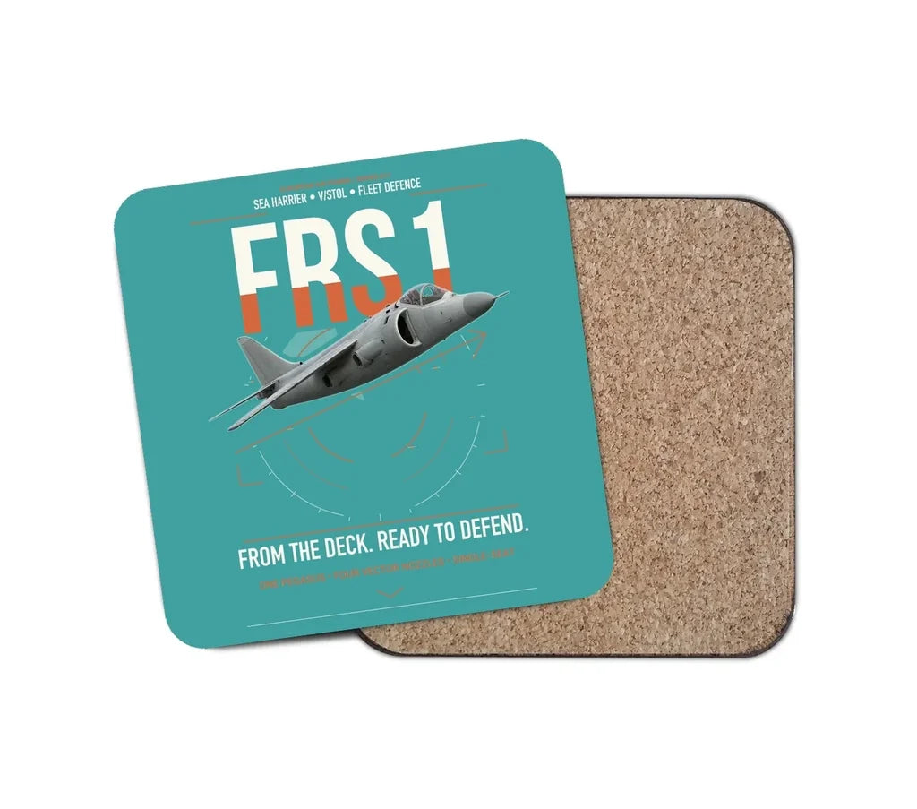 British Aerospace Sea Harrier FRS.1 design on turquoise 1 piece coaster
