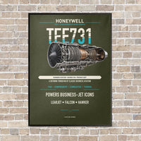 Thumbnail for TFE731 vertical canvas print - framed - green army background