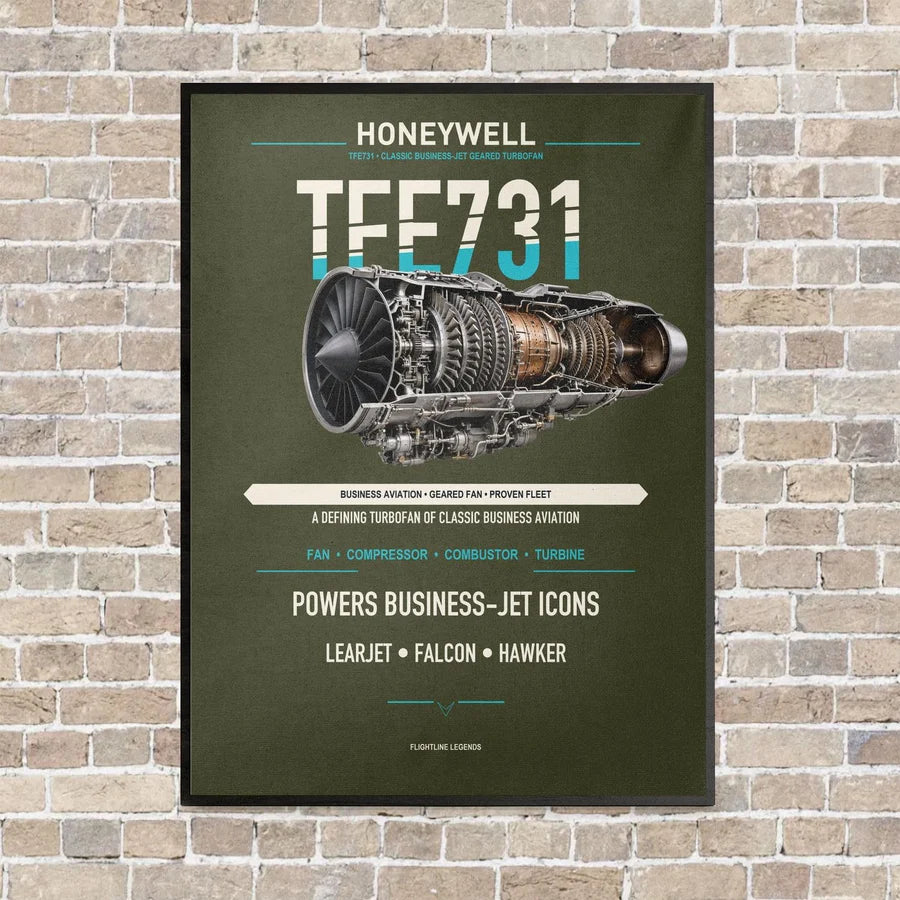 TFE731 vertical canvas print - framed - green army background