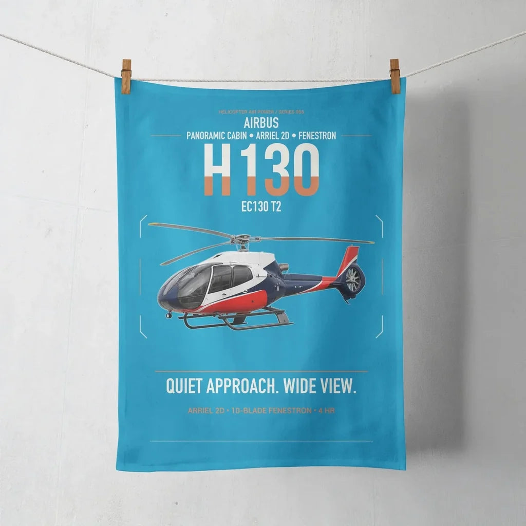 Airbus H130 design on turquoise towel