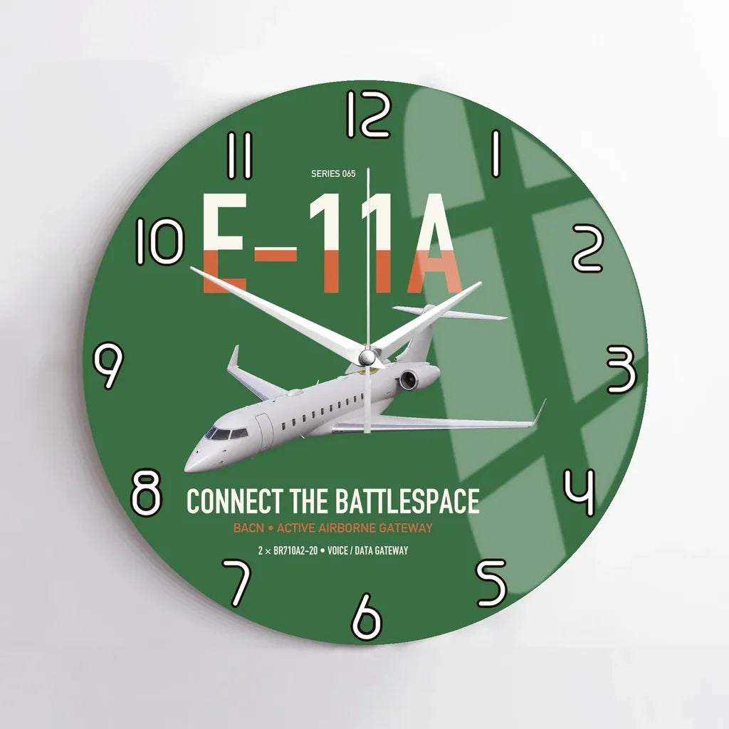E-11A BACN design on green no frame wall clock