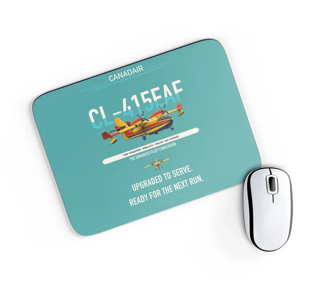 Canadair CL-415EAF design on turquoise rectangle mouse pad