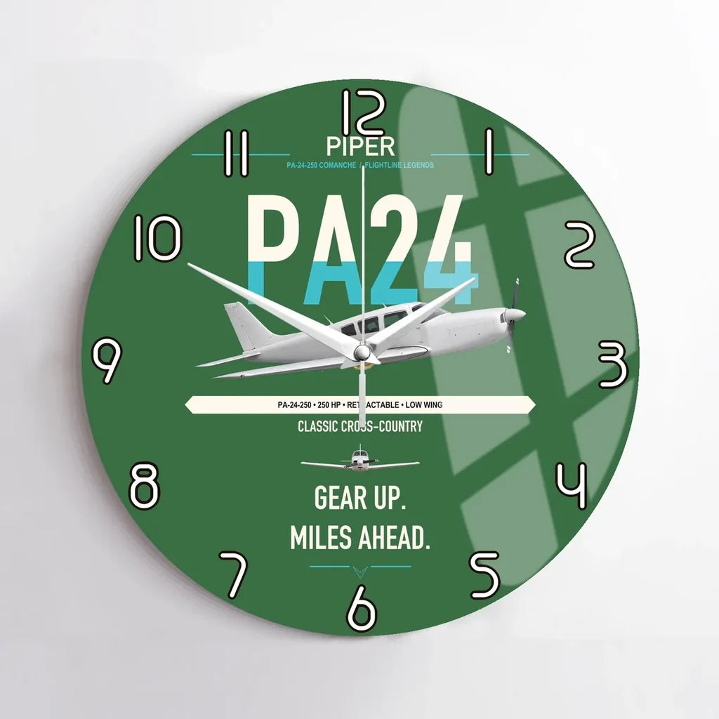 Piper PA-24-250 Comanche 250 design on green no frame wall clock