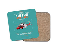 Thumbnail for Leonardo AW189 design on turquoise 1 piece coaster