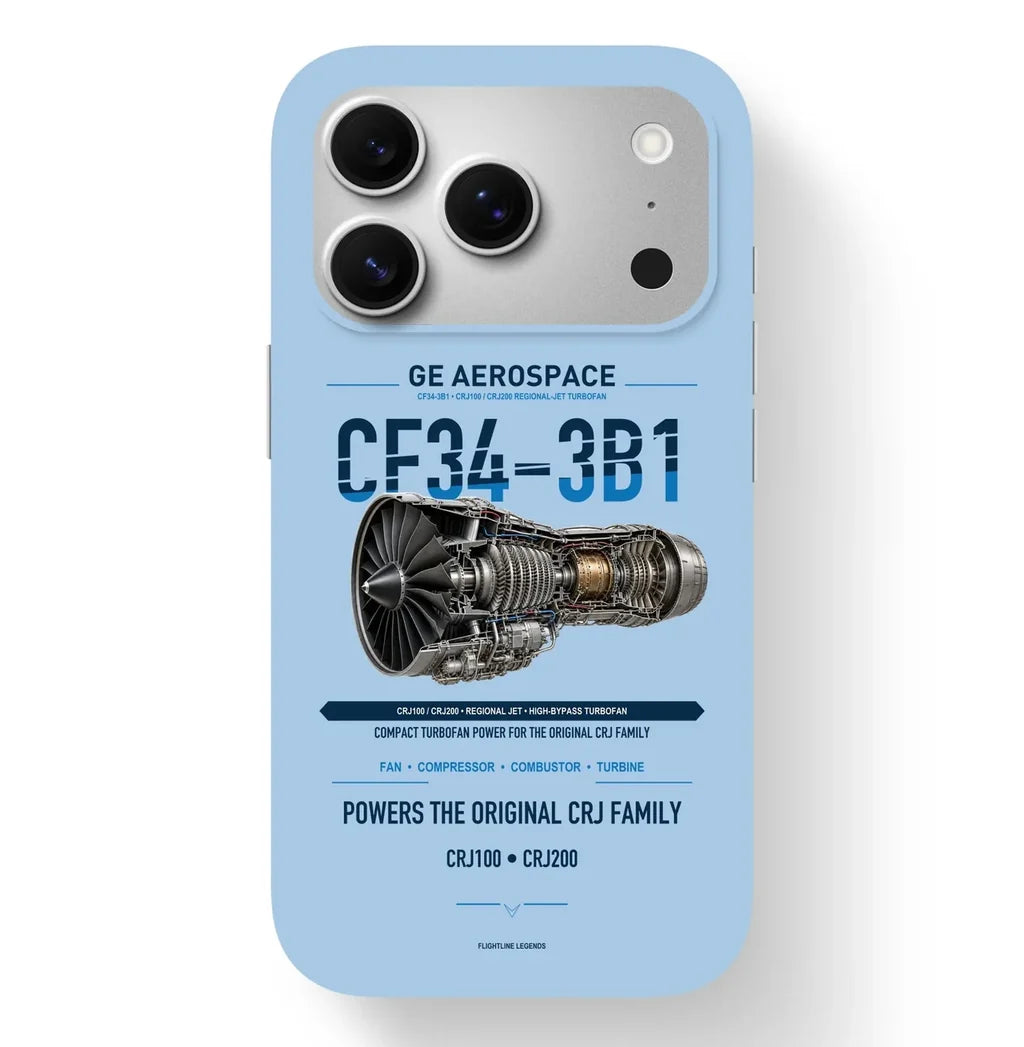 CF34-3B1 Case design on light blue iphone case