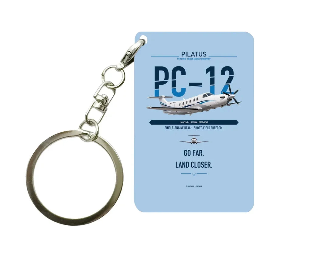 PC-12 PRO Key Chain design on light blue key chain