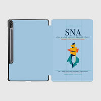 Thumbnail for John Wayne Airport, Orange County (SNA) design on light blue samsung tablet tablet case
