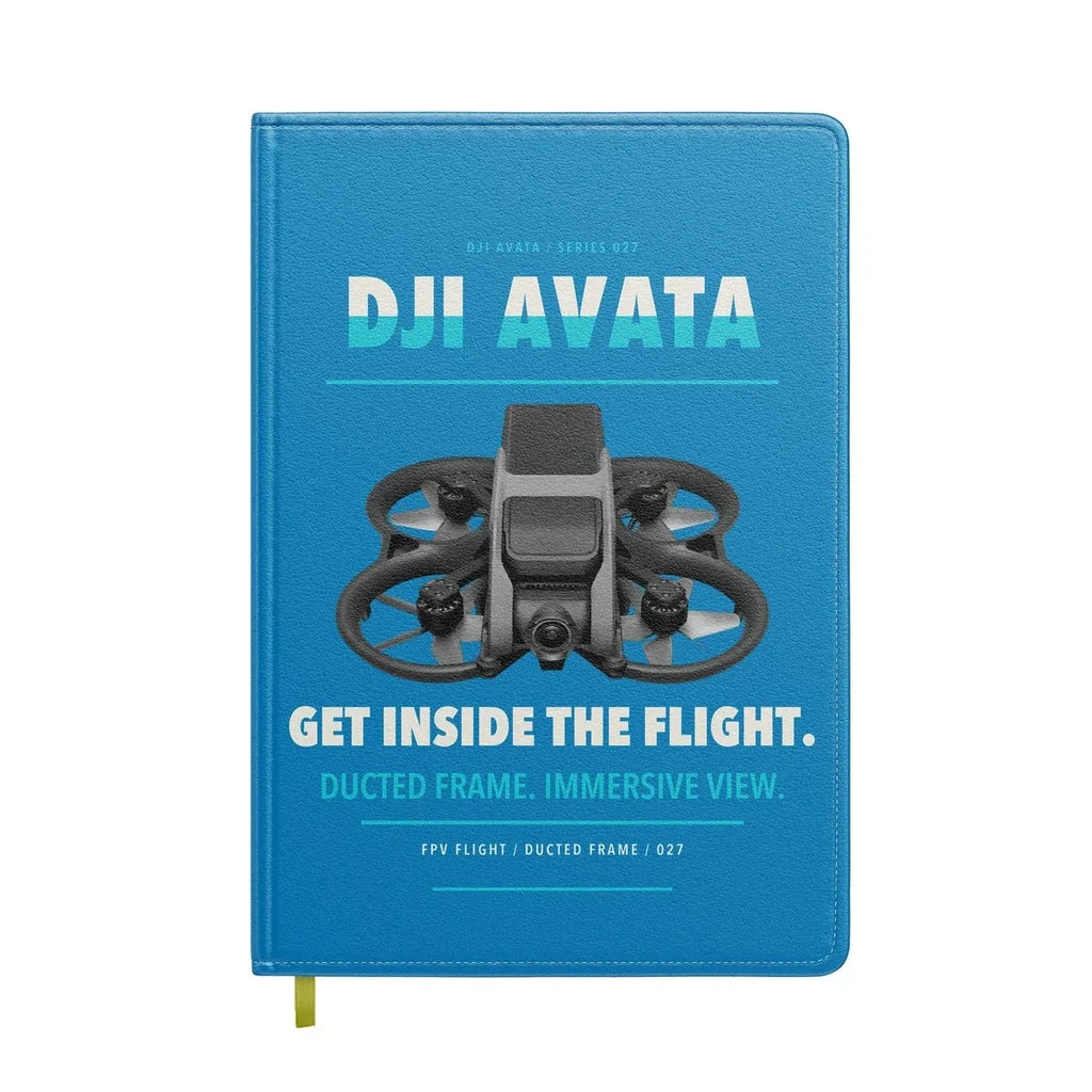DJI Avata design on turquoise notebook