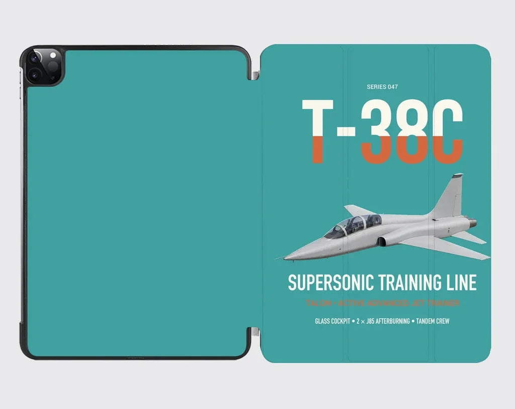 T-38C Talon design on turquoise ipad tablet case
