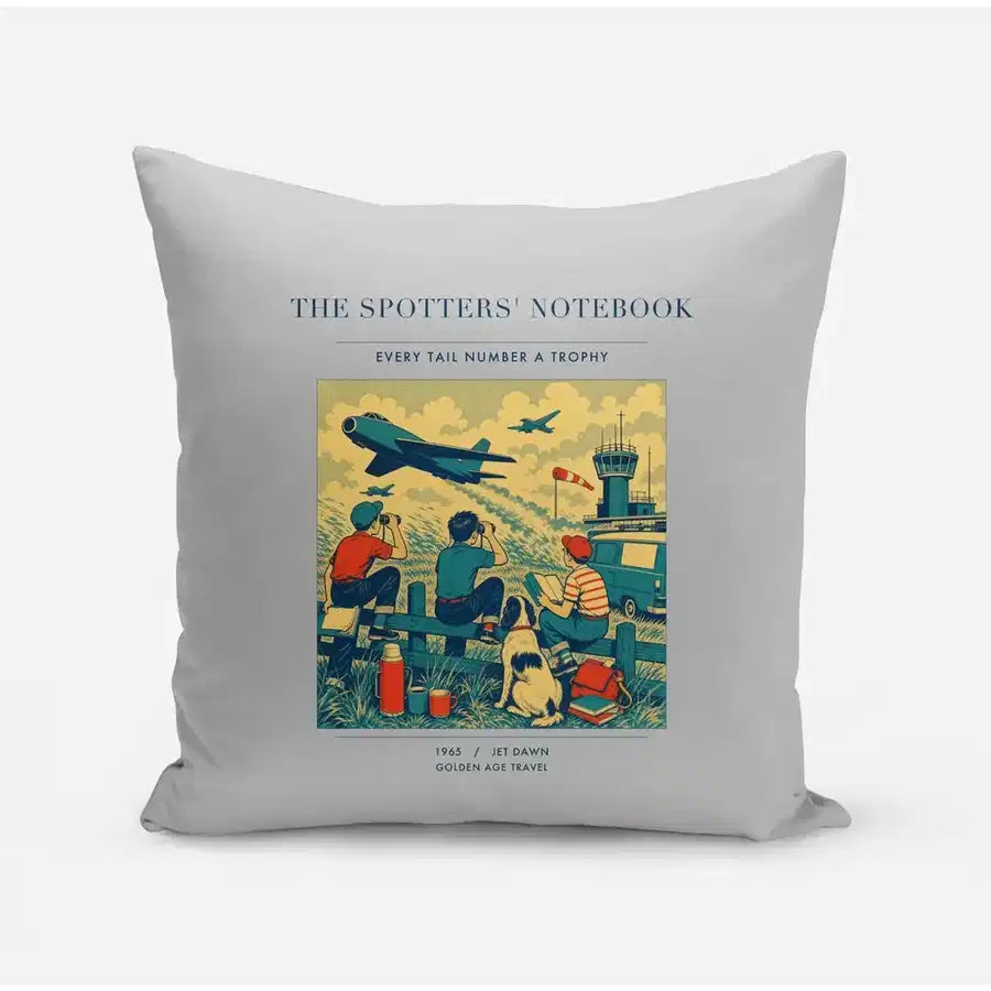 VINTAGE G4384 - The Spotters' Notebook - Designed Pillows design on lightgray