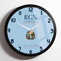 Thumbnail for Yangon International Airport (RGN) design on light blue framed wall clock